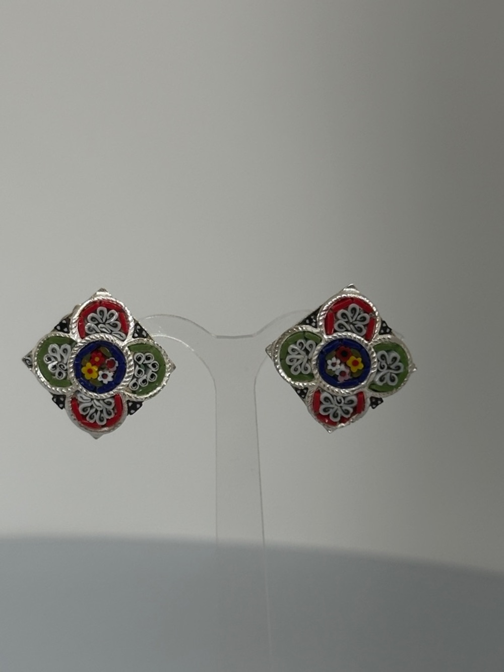 Handcrafted Multicolor Floral Stud made in italy Earrings